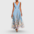 Colleen | Elegancka bezrękawnikowa sukienka w kwiaty