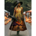 Maren | Sukienka Maxi w Stylu A z Motywem Czarownicy na Halloween