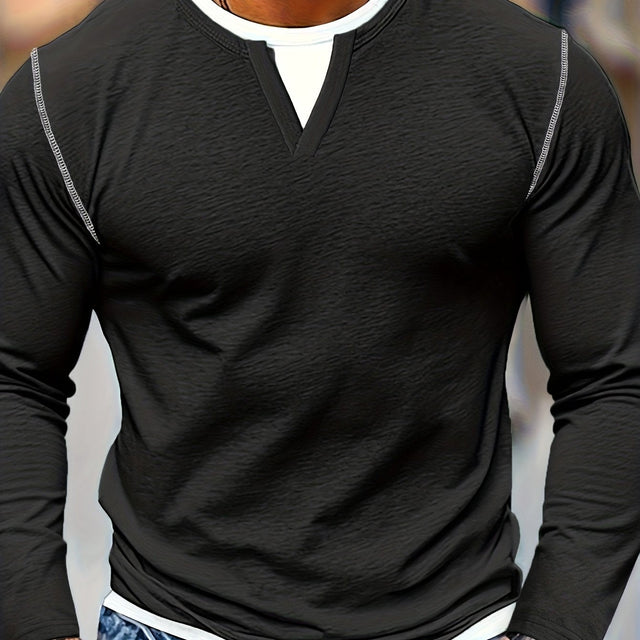 Nathan | Elegancka koszula Henley z dekoltem w serek