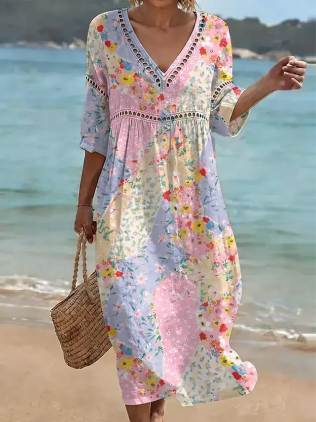 Mindy | Stylowa Sukienka w Kwiatowy Patchwork