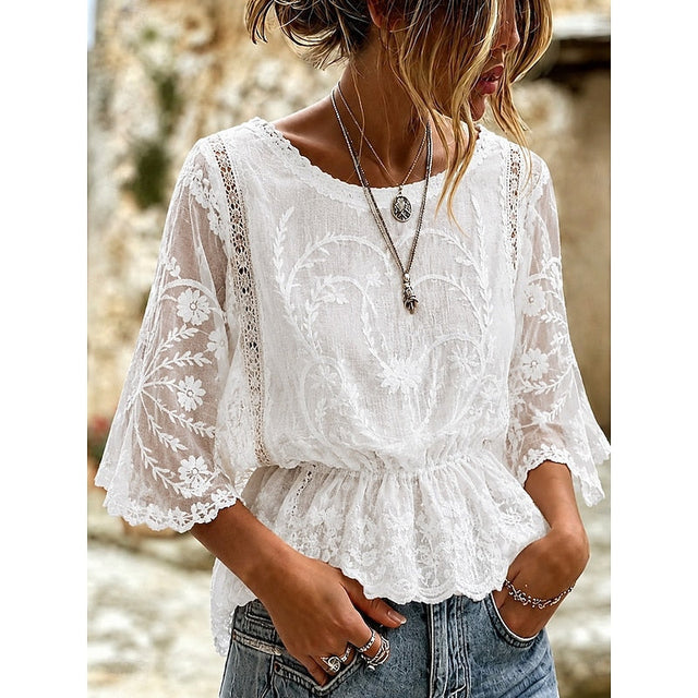 Sabrina | Haftowana Bluzka Peplum