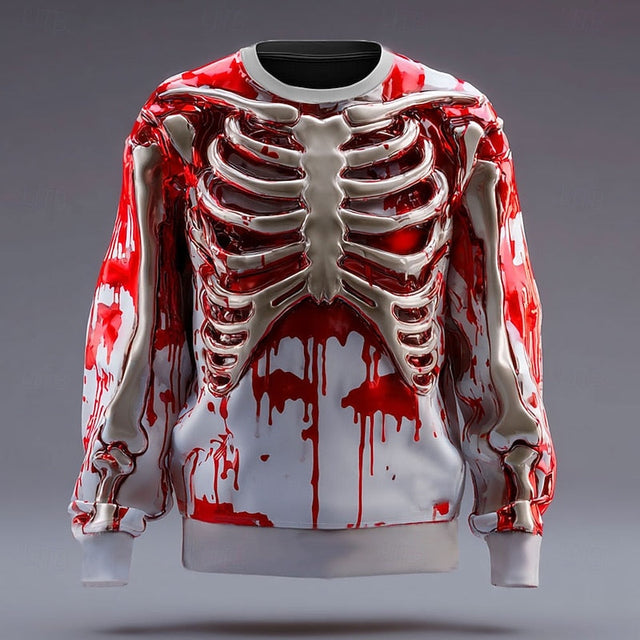 Rory | Halloweenowy Sweter z Szkieletami z Okrągłym Dekoltem