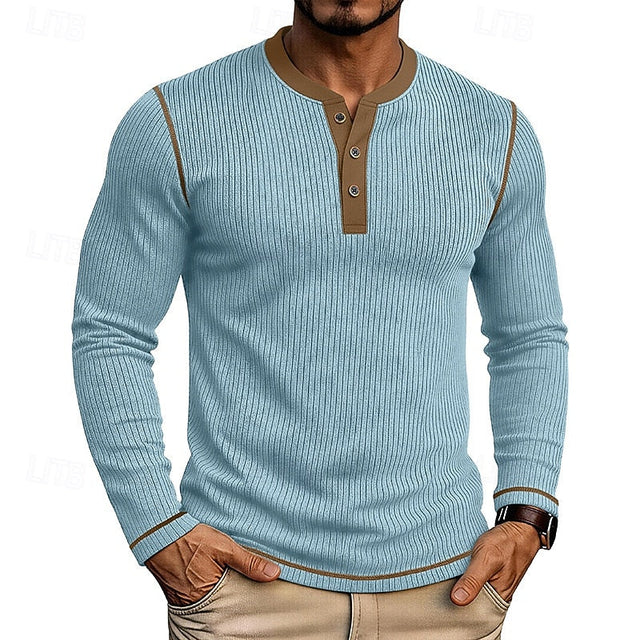 Jared | Koszulka Henley z Żebrowanym Wzorem