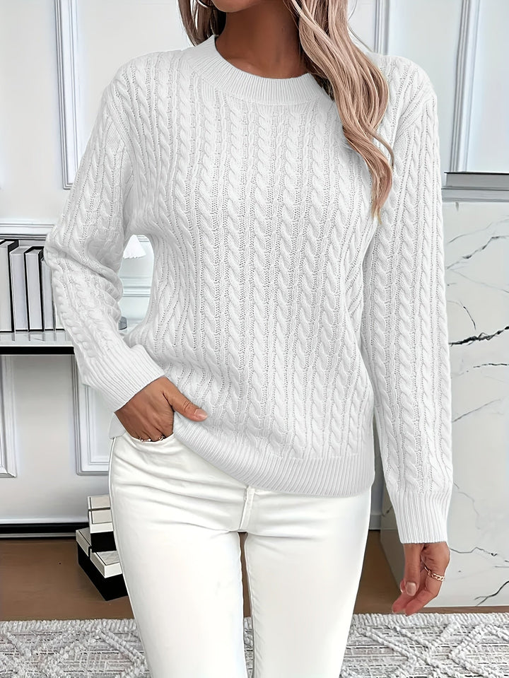 Faye | Sweter z okrągłym dekoltem w splot kablowy