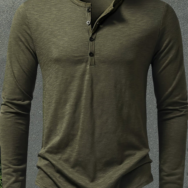 Dalton | Klasyczny Henley z Guzikowym Zapięciem