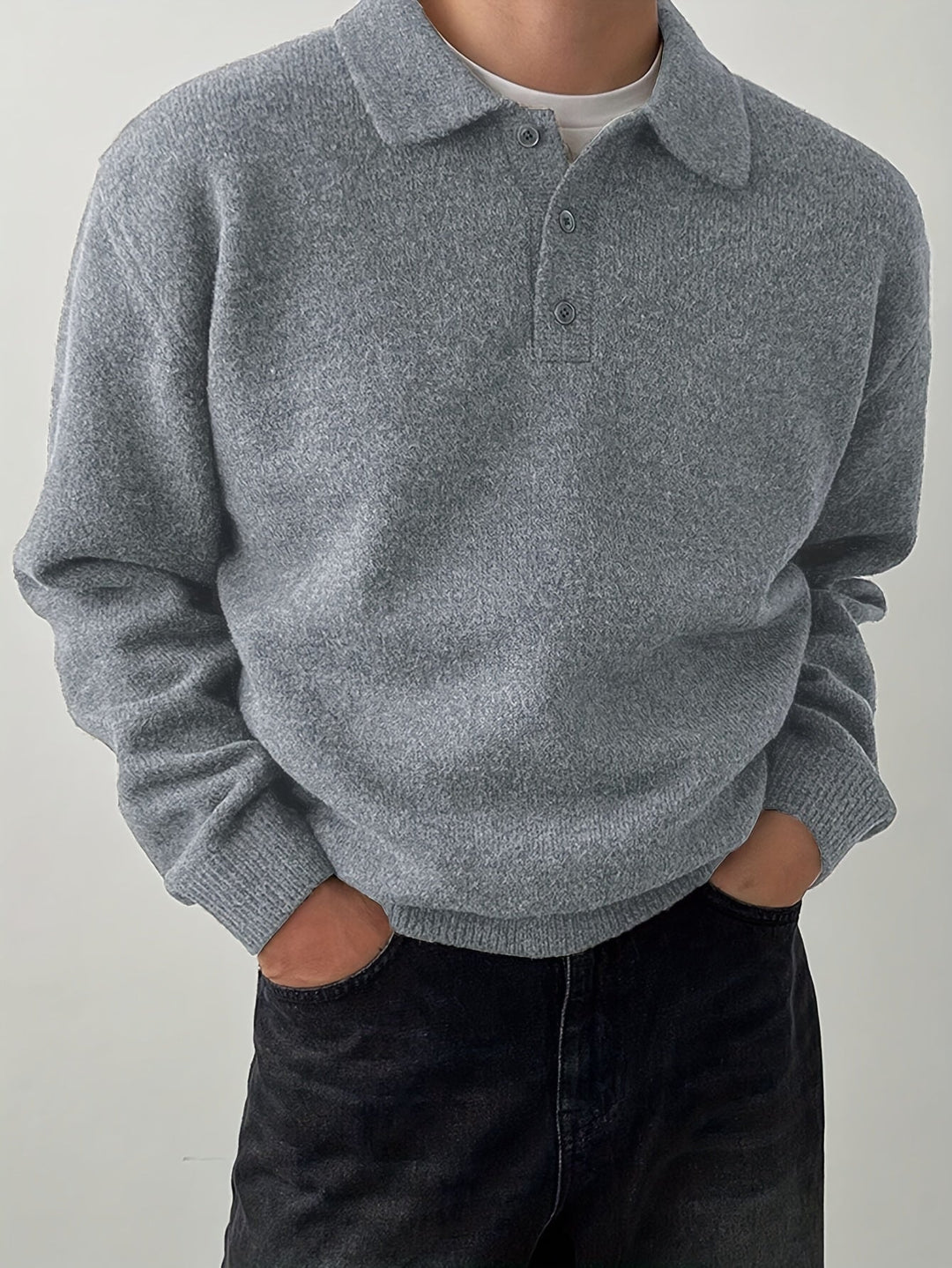 Landon | Elegancki Sweter z Kołnierzykiem Polo