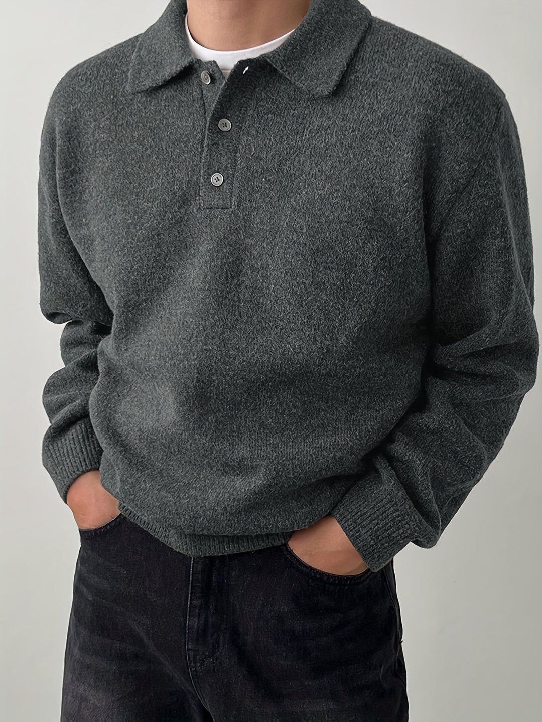 Landon | Elegancki Sweter z Kołnierzykiem Polo