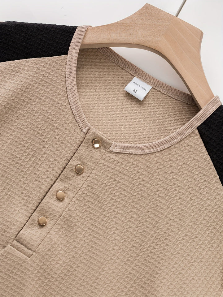 Curtis | Teksturowany Henley z Długim Rękawem