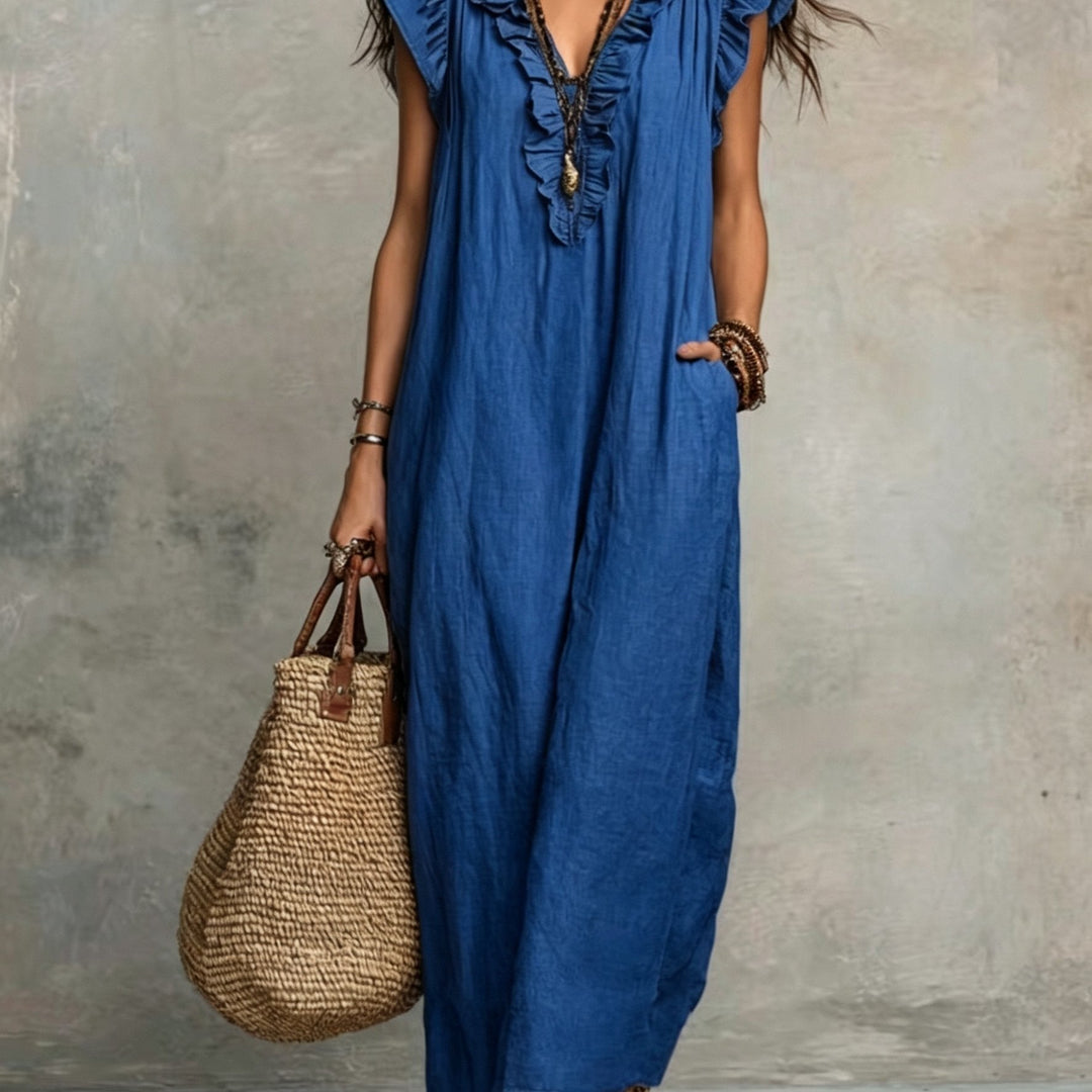 Marisol | Sukienka Maxi w Stylu Boho z Falbankami