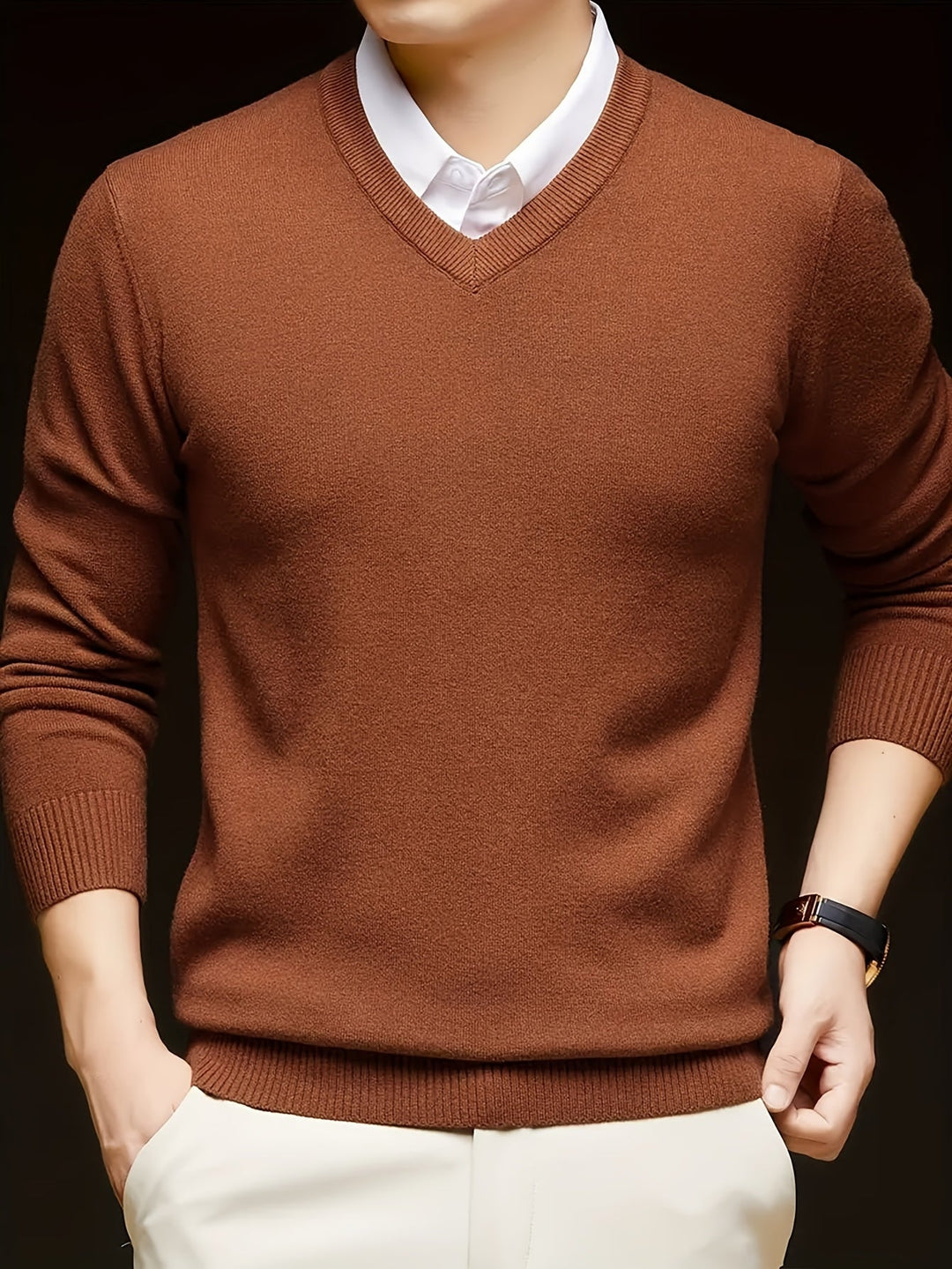 Hugh | Elegancki sweter z dekoltem w serek