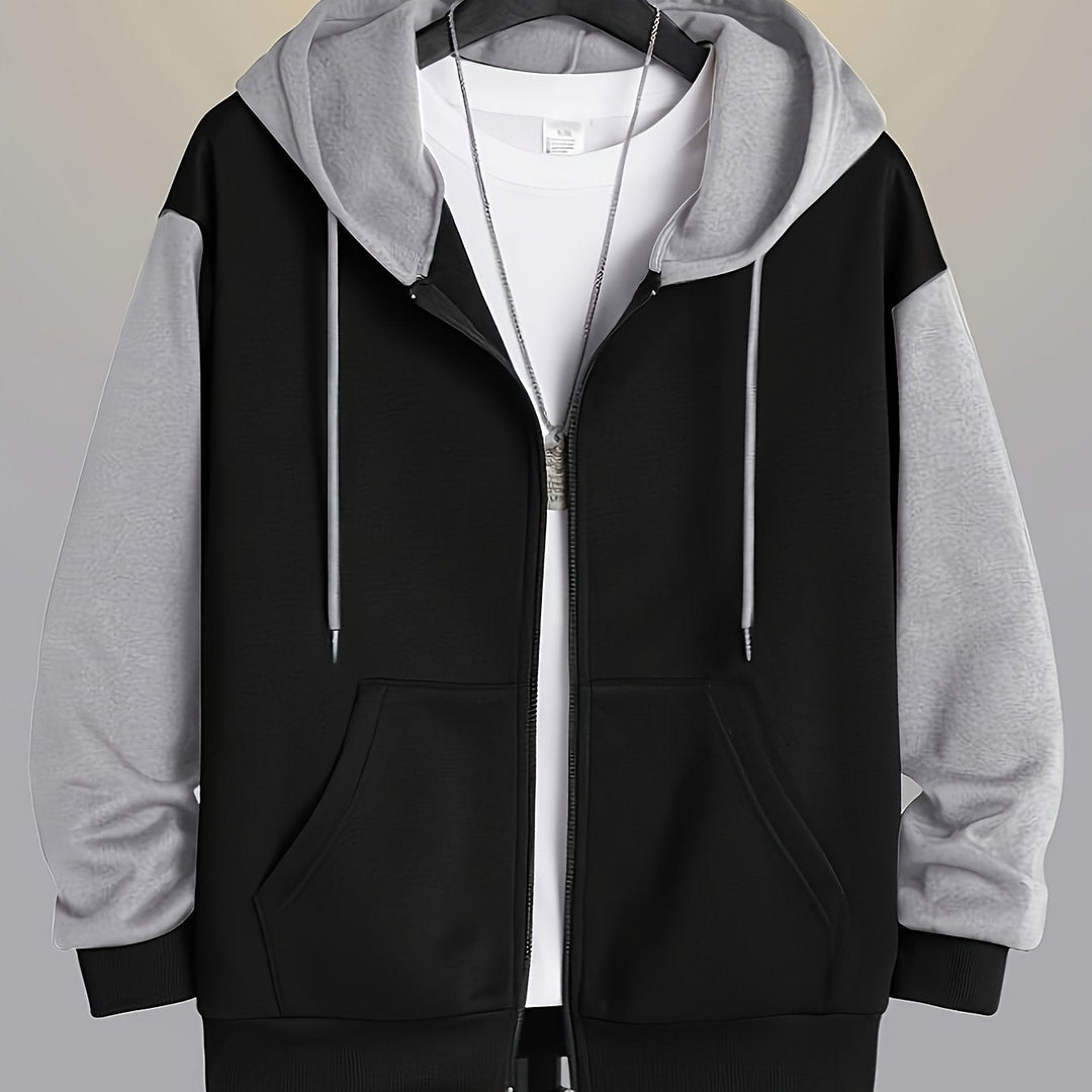 Cedric | Kolorowy Blok Zip-Up Hoodie