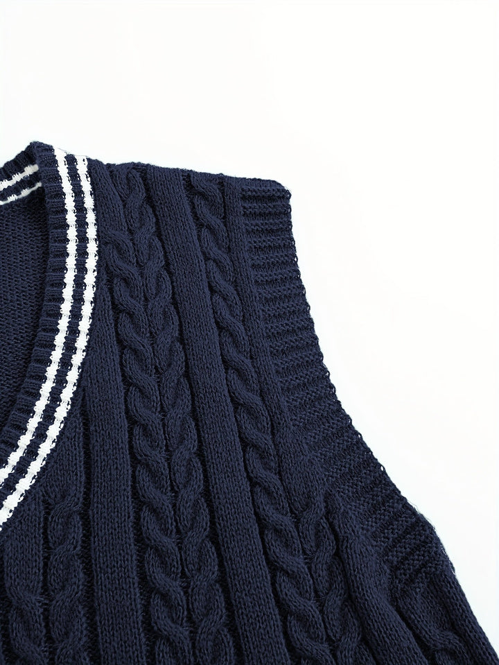 Gideon | Kamizelka Sweter V-Neck z Warkoczem