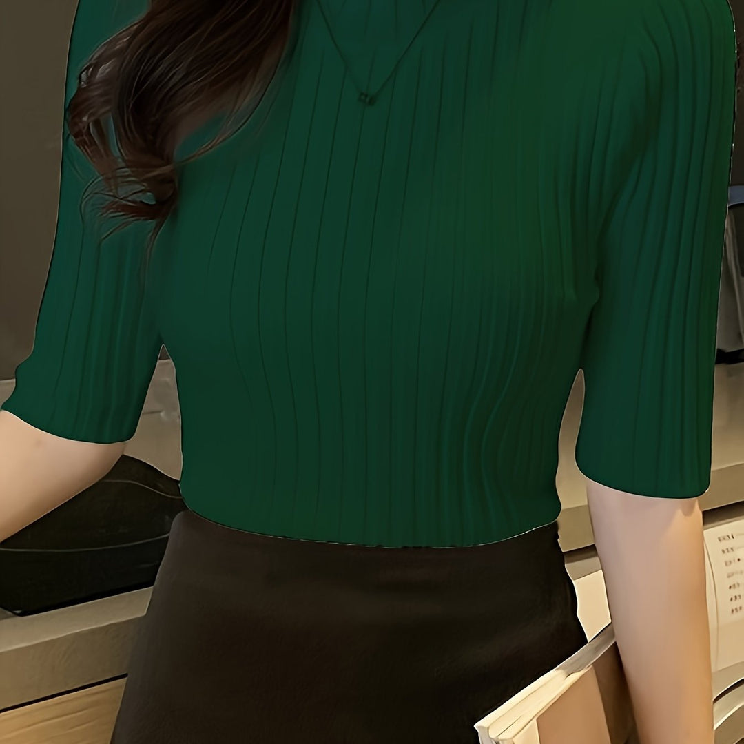 Verity | Żebrowany Top z Mock-Neck