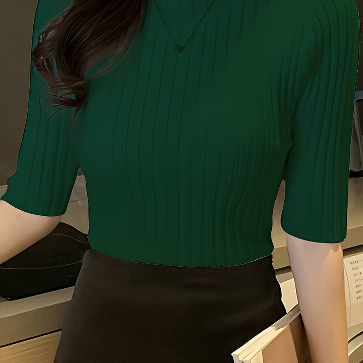 Verity | Żebrowany Top z Mock-Neck