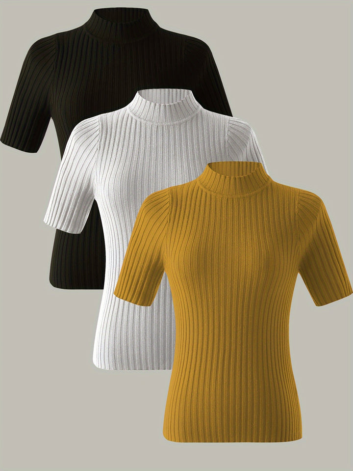 Verity | Żebrowany Top z Mock-Neck