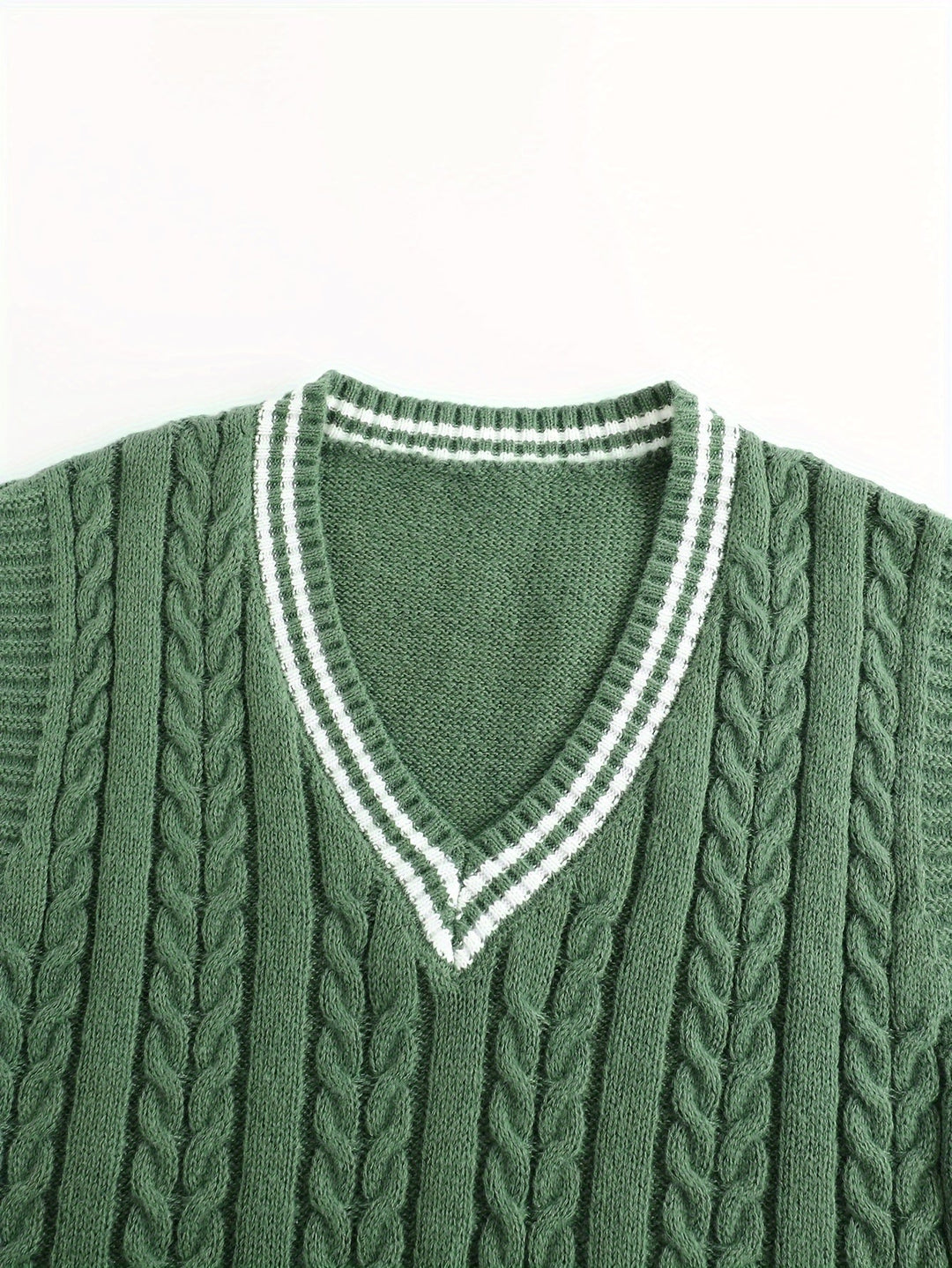 Gideon | Kamizelka Sweter V-Neck z Warkoczem
