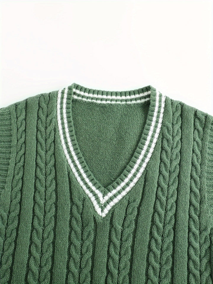 Gideon | Kamizelka Sweter V-Neck z Warkoczem