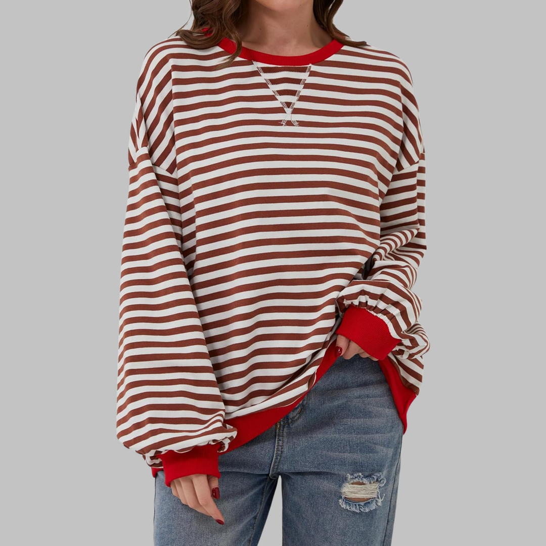 Margaret | Luźny, długi rękaw, pasiasty sweatshirt