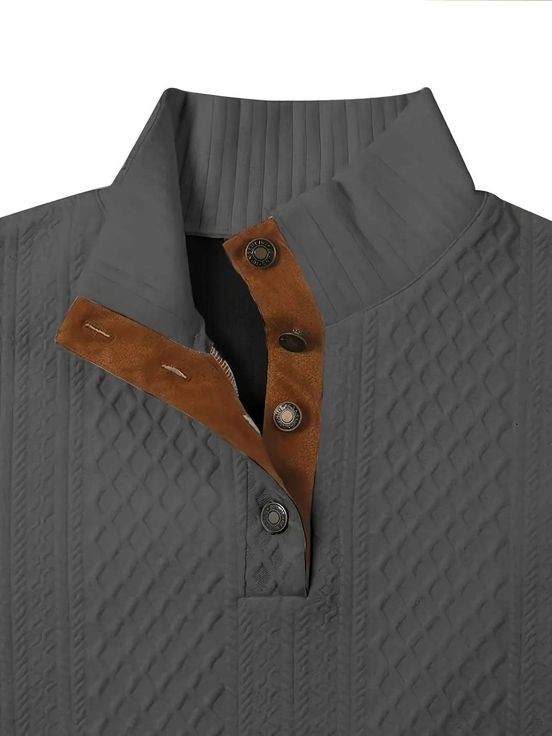 Ronan | Sweter Henley z Stojącym Kołnierzem i Guzikami