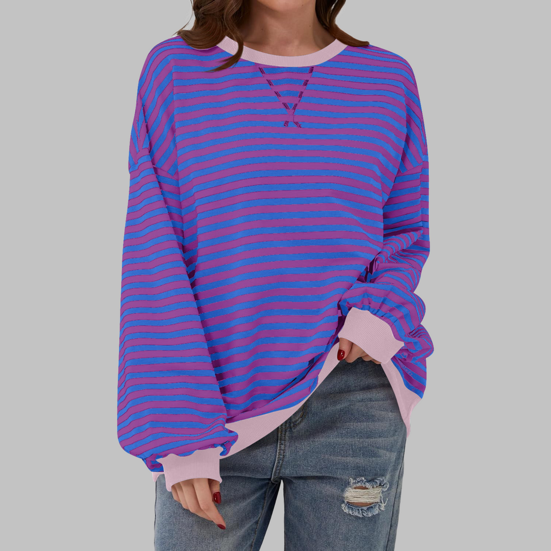 Margaret | Luźny, długi rękaw, pasiasty sweatshirt
