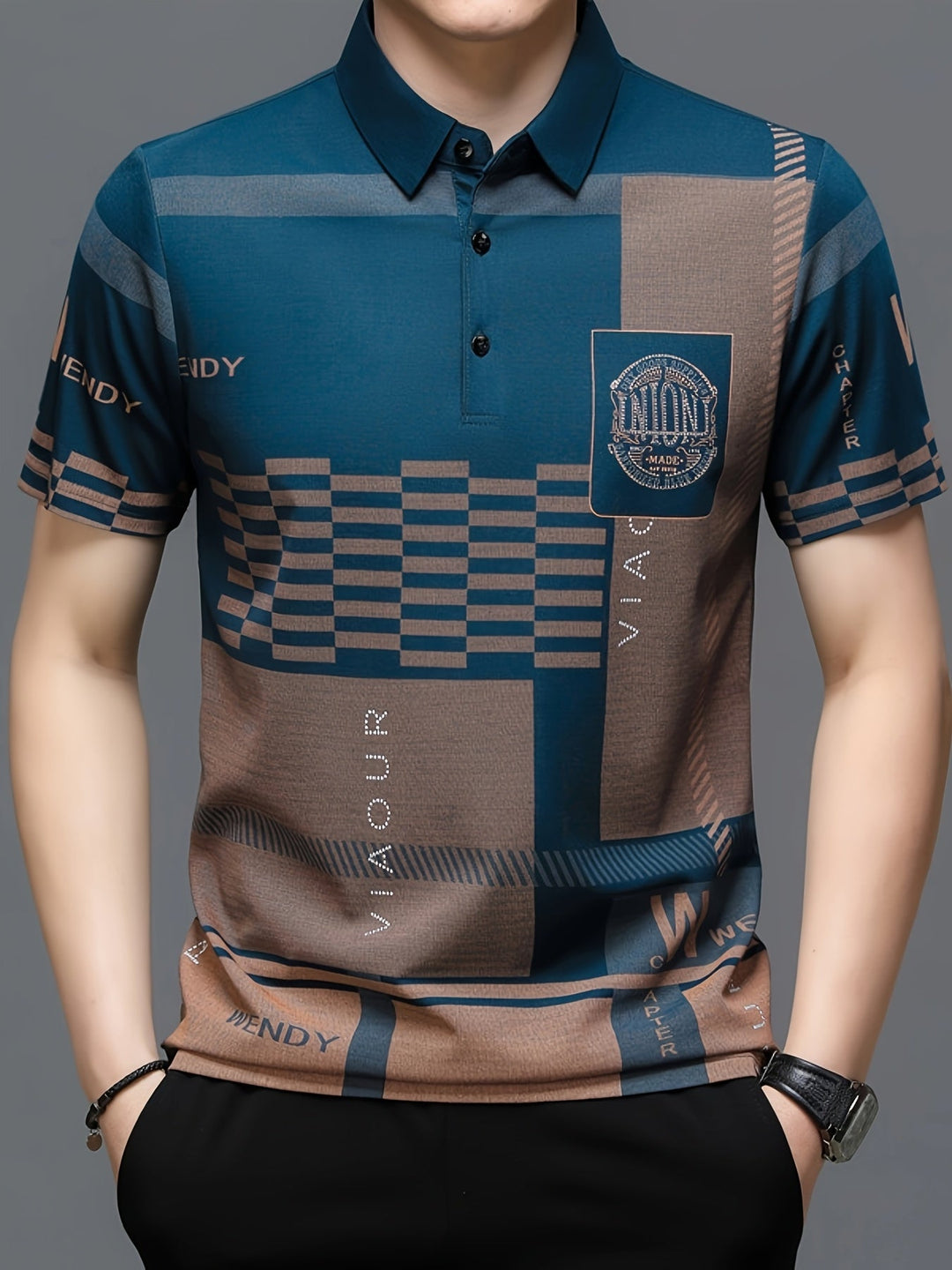 Nathaniel | Elegancka koszulka polo w kolorach blokowych