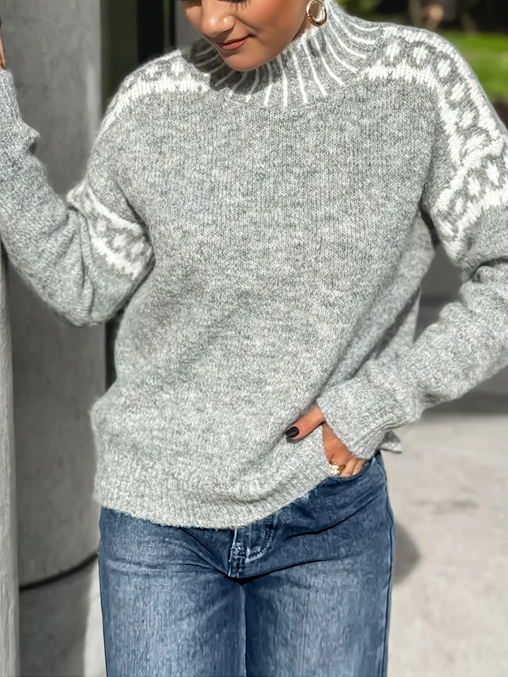 Corinna | Sweter z wysokim kołnierzem z kontrastowymi detalami