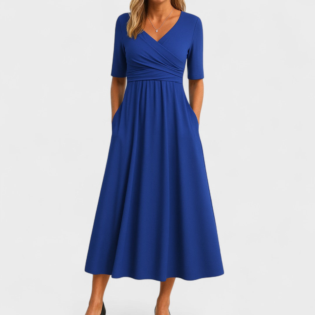 Maddison | Elegancka plisowana sukienka midi