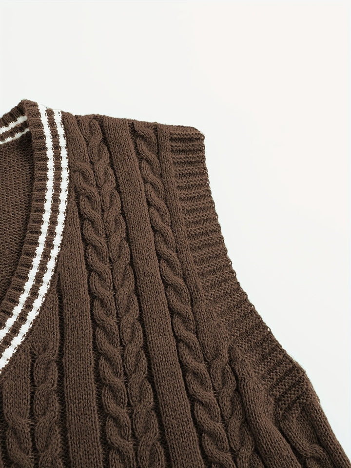 Gideon | Kamizelka Sweter V-Neck z Warkoczem