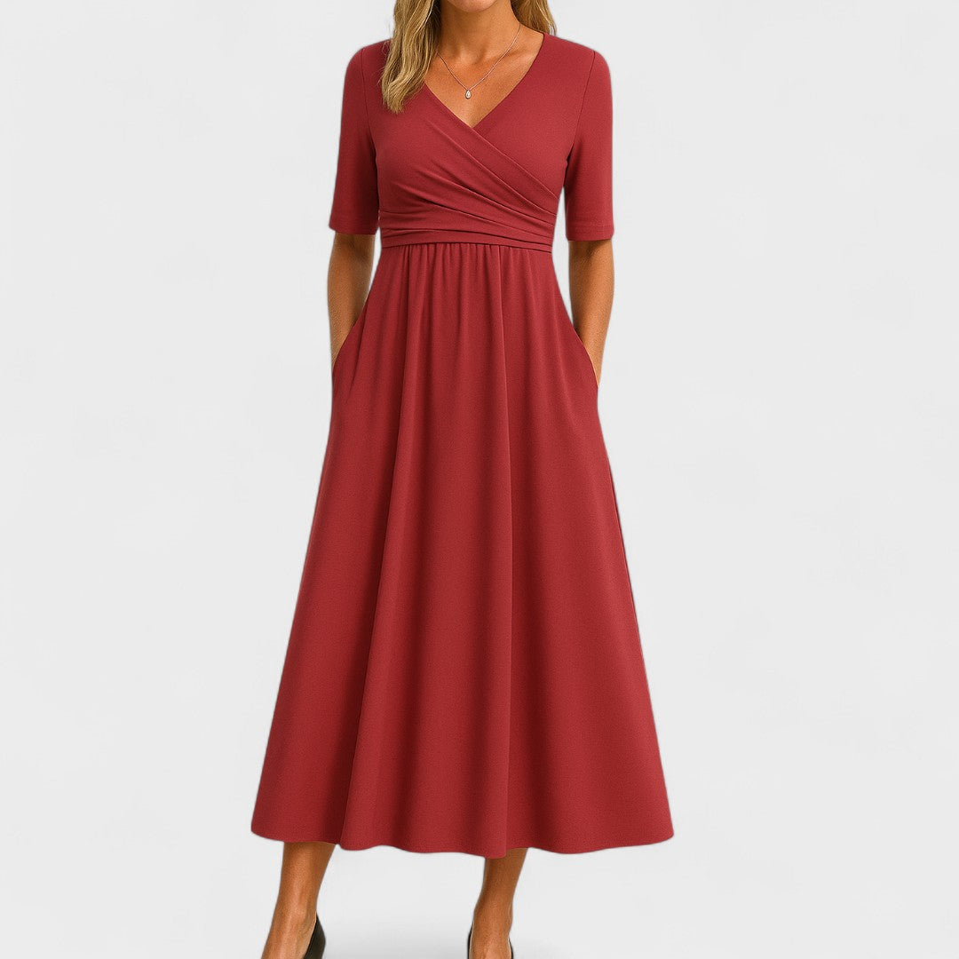 Maddison | Elegancka plisowana sukienka midi