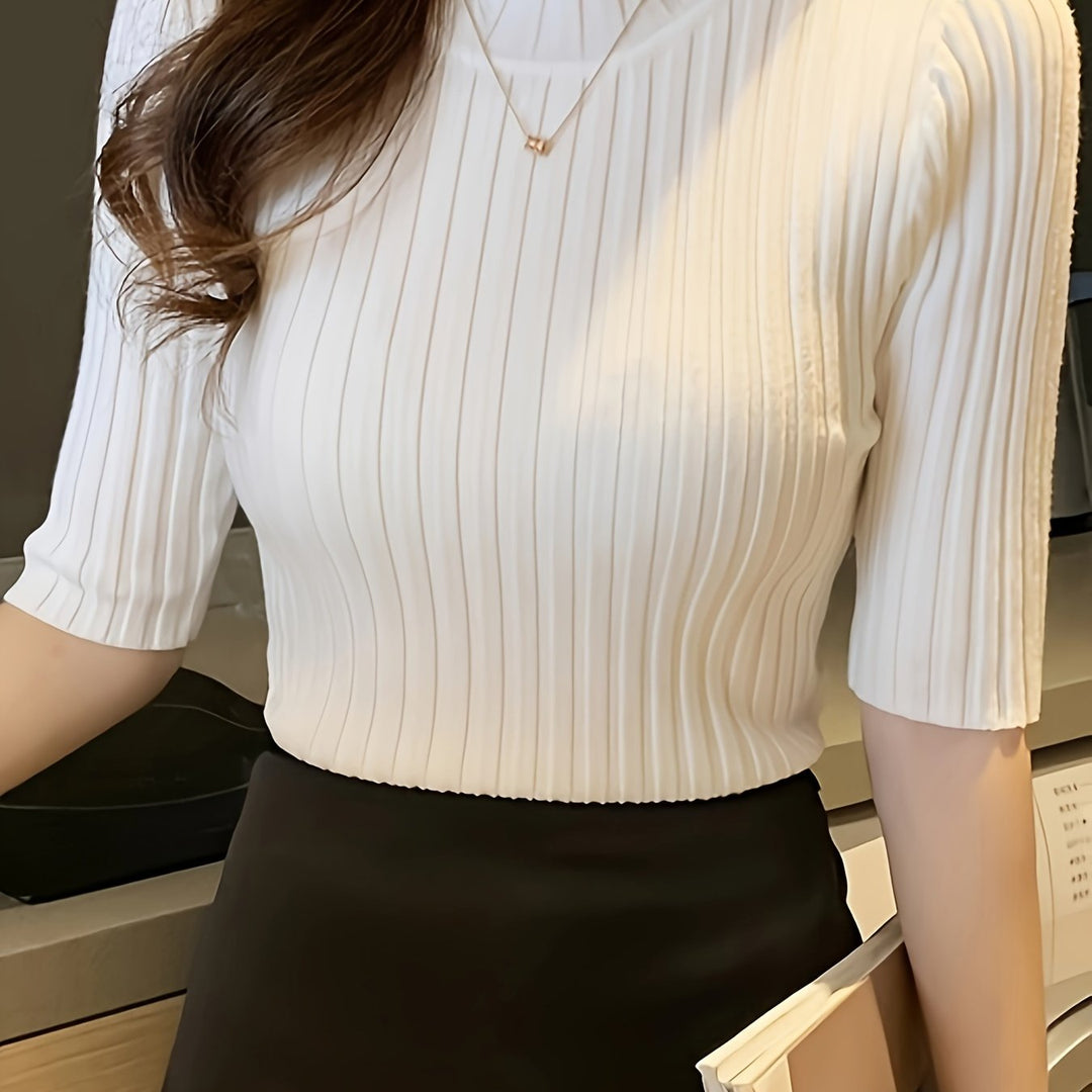 Verity | Żebrowany Top z Mock-Neck