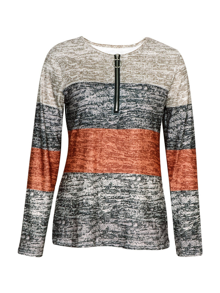 Ophelia | Kolorowy Top z Kwartowym Zipperem
