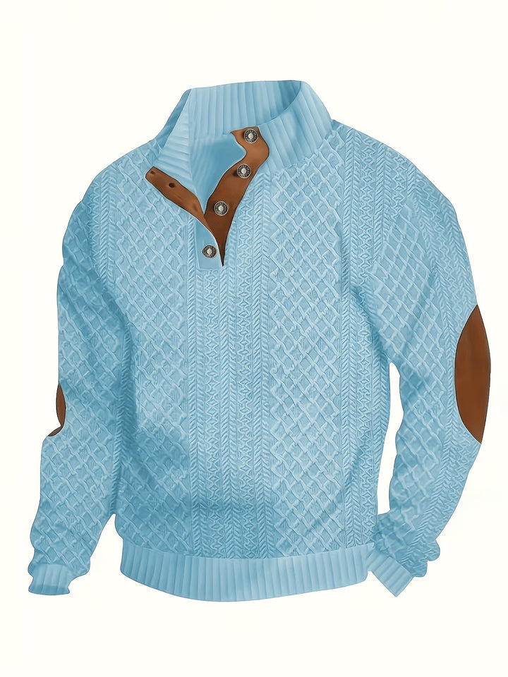 Ronan | Sweter Henley z Stojącym Kołnierzem i Guzikami