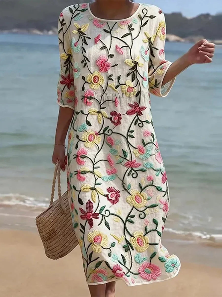 Erica | Elegancka Sukienka w Kwiaty w Wielu Kolorach