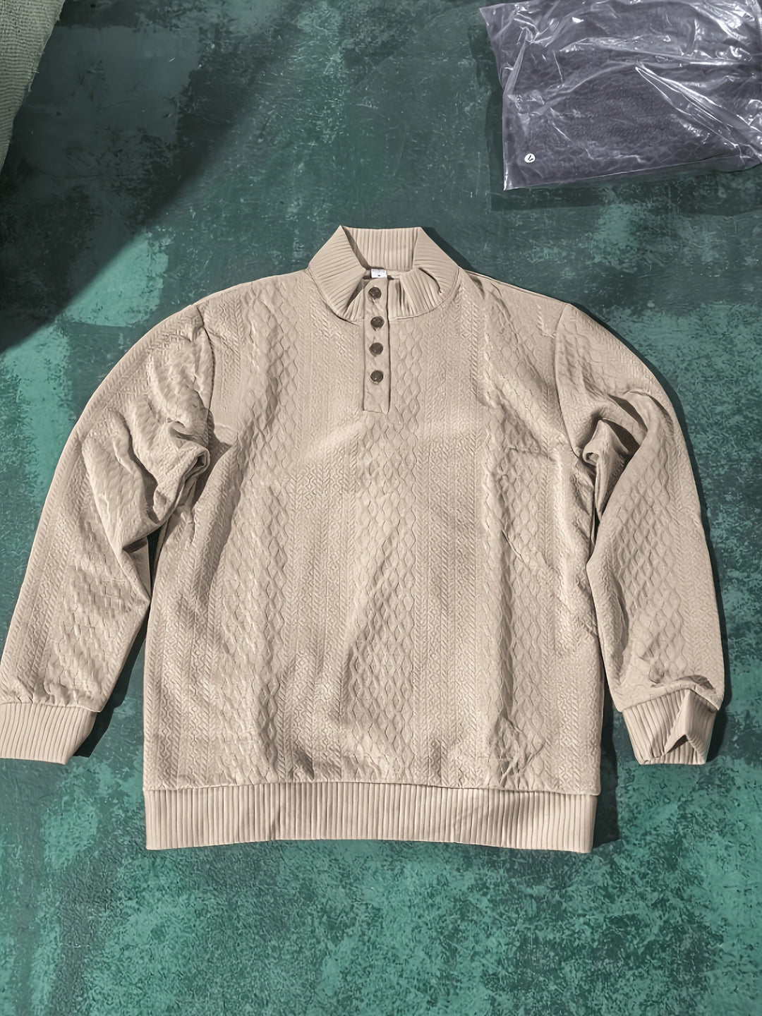 Ronan | Sweter Henley z Stojącym Kołnierzem i Guzikami