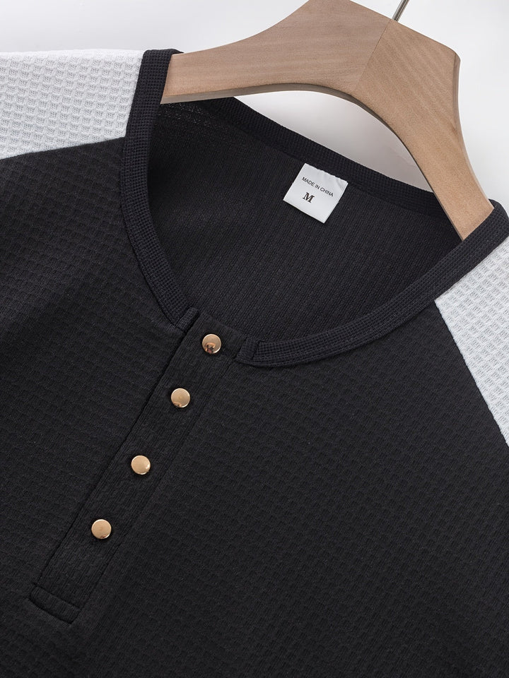 Curtis | Teksturowany Henley z Długim Rękawem