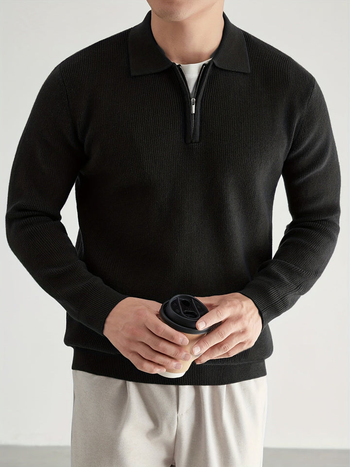 Donovan | Elegancki sweter polo z ćwierć zamkiem