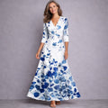 Emilia | Elegancka Maxi Sukienka z Rękawem 3/4