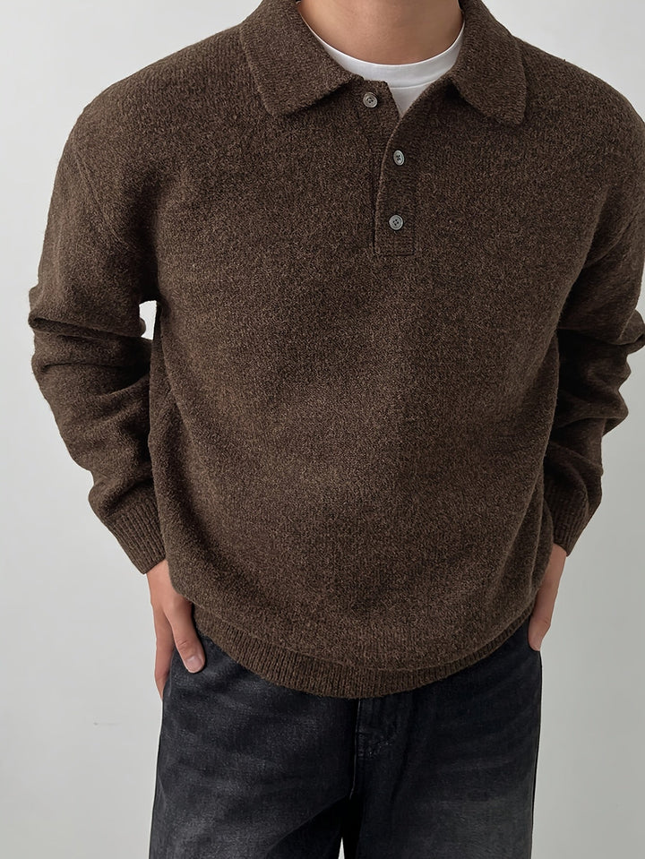 Landon | Elegancki Sweter z Kołnierzykiem Polo