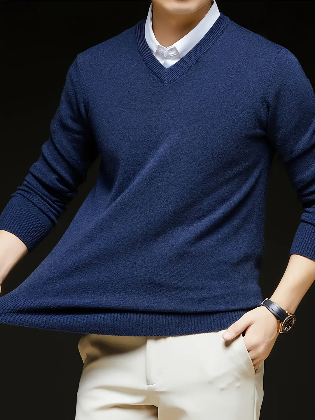 Hugh | Elegancki sweter z dekoltem w serek