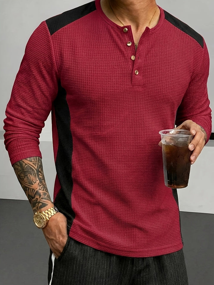 Curtis | Teksturowany Henley z Długim Rękawem