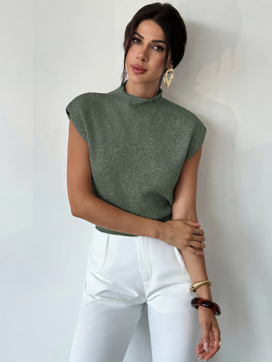 Claudia | Kamizelka z Mock Neck bez rękawów