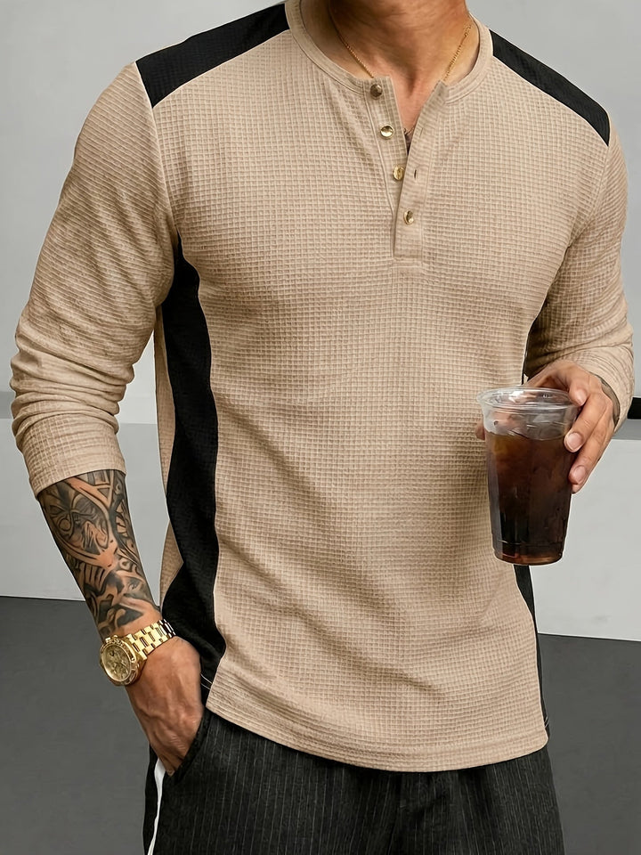 Curtis | Teksturowany Henley z Długim Rękawem
