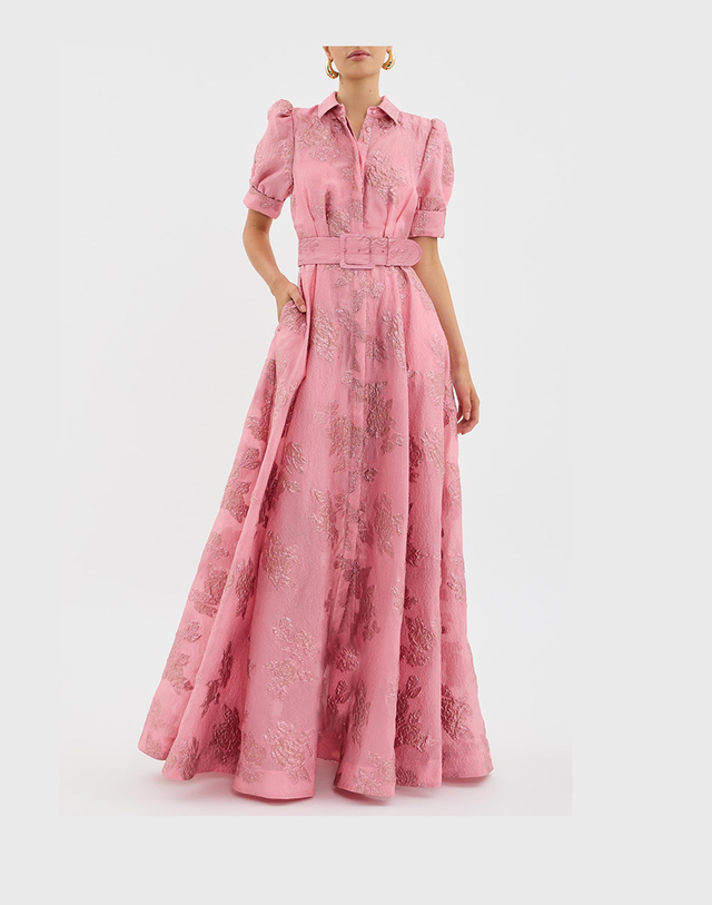 Gladys | Elegancka Sukienka z Krótkimi, Puffed Rękawami