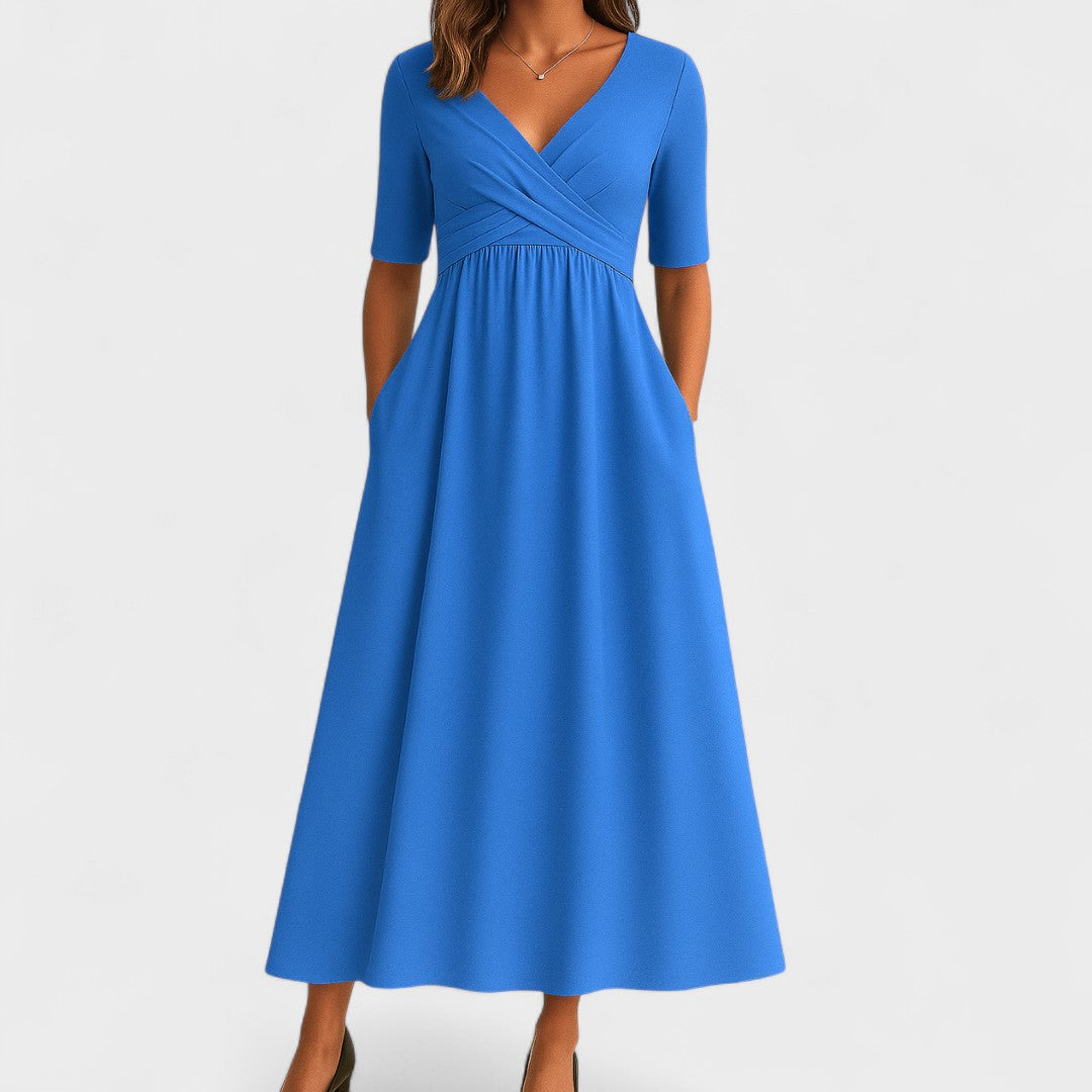 Maddison | Elegancka plisowana sukienka midi