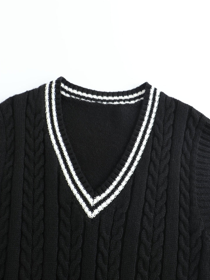 Gideon | Kamizelka Sweter V-Neck z Warkoczem