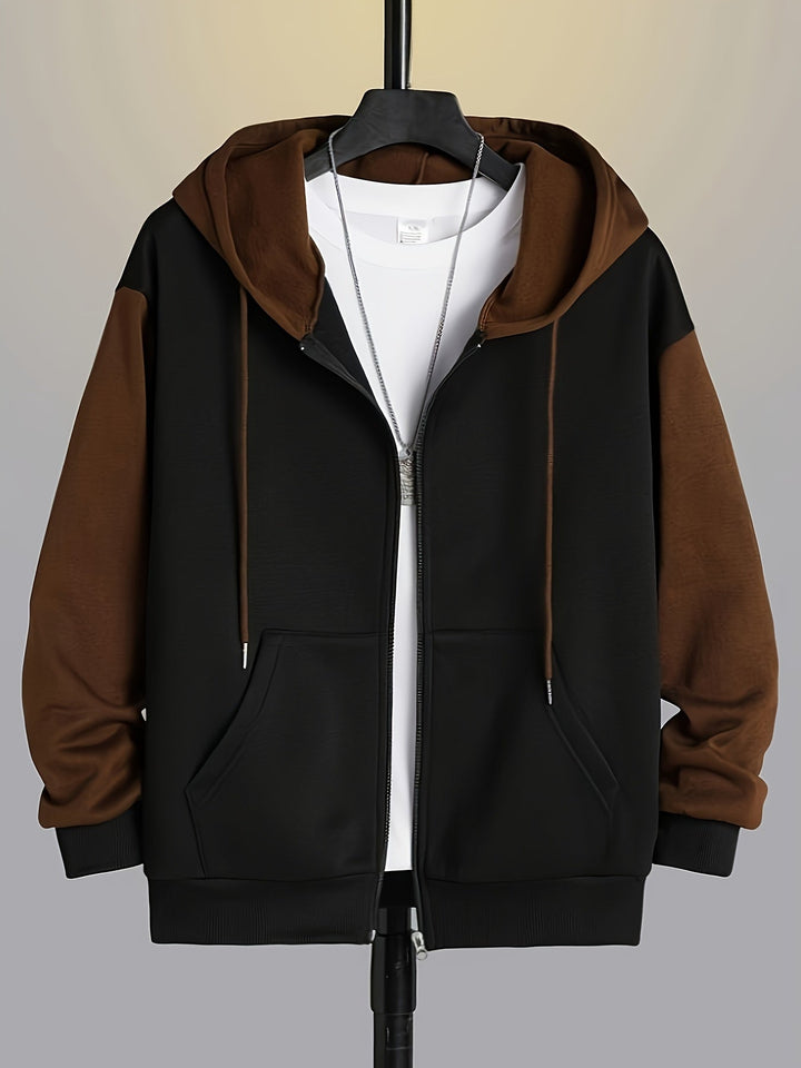 Cedric | Kolorowy Blok Zip-Up Hoodie