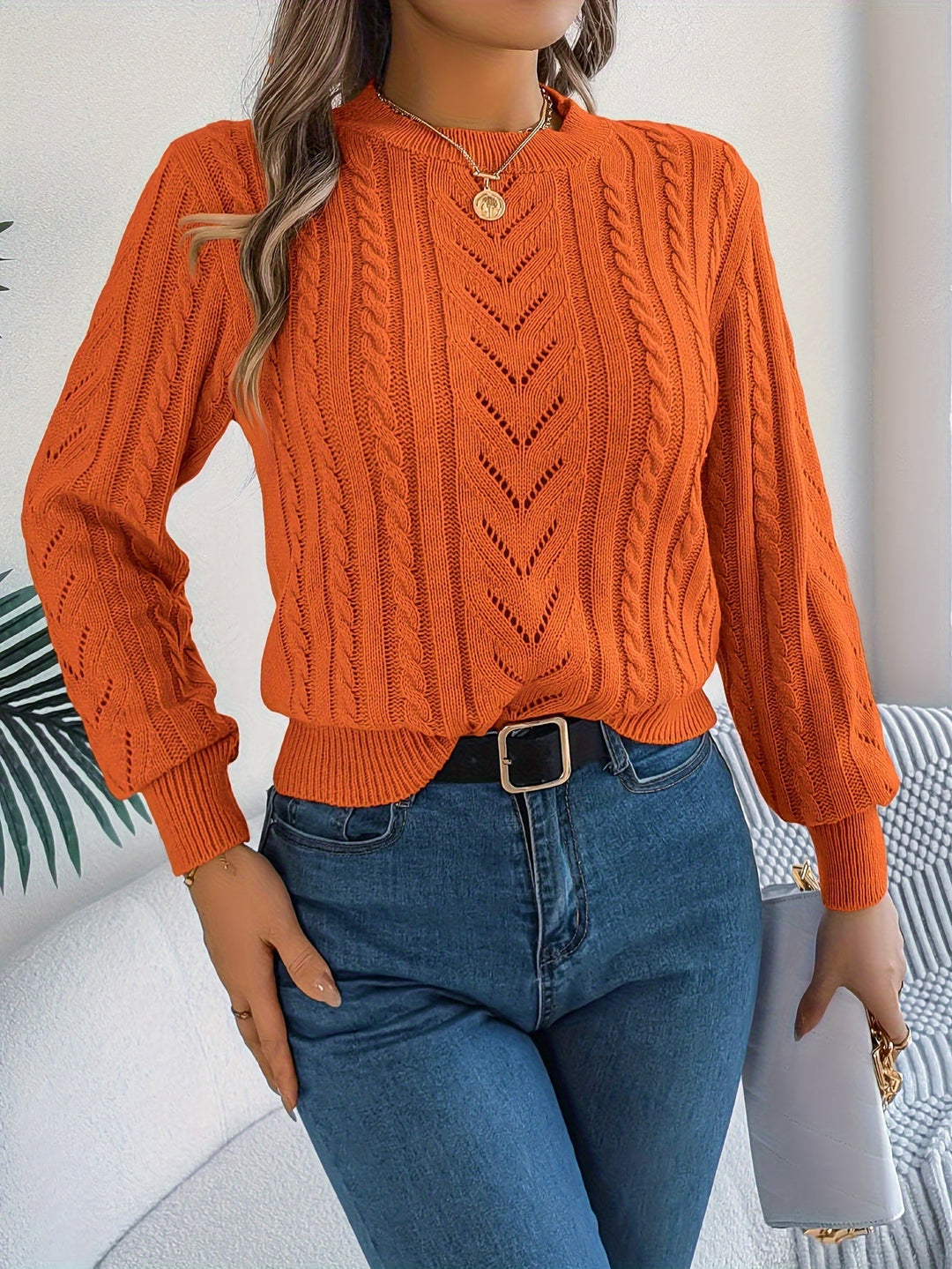 Blythe | Sweter z teksturą w sploty kablowe