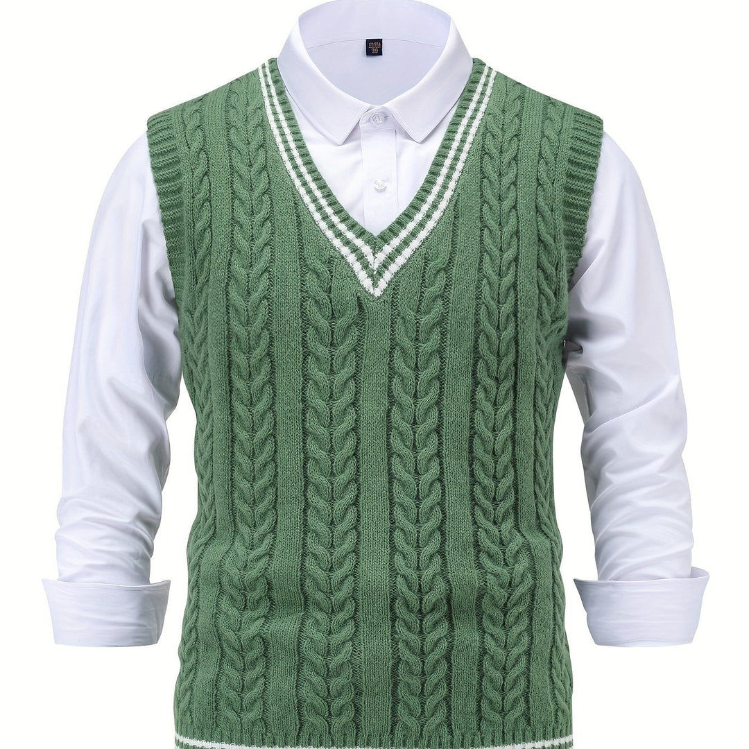Gideon | Kamizelka Sweter V-Neck z Warkoczem