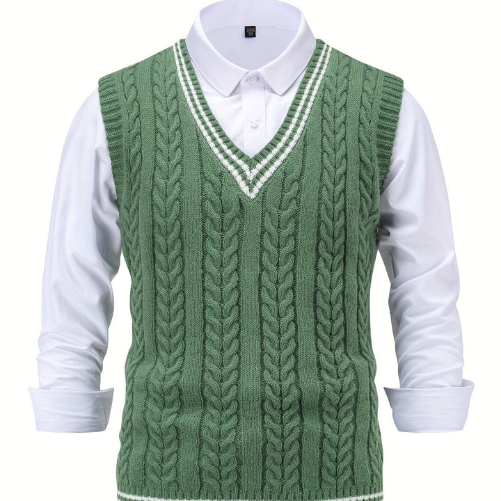 Gideon | Kamizelka Sweter V-Neck z Warkoczem