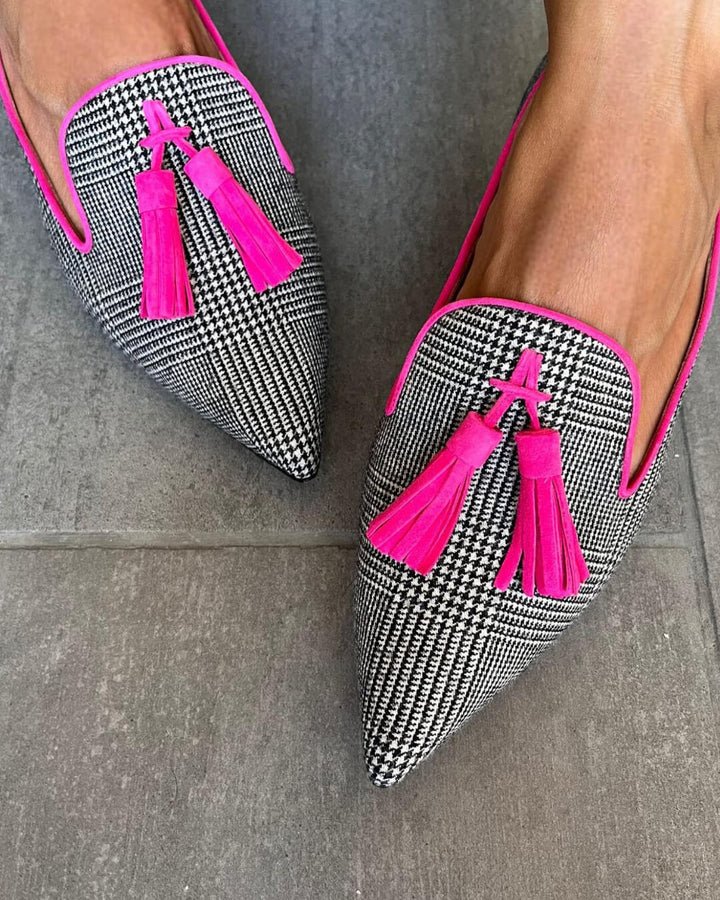 Nettie | Eleganckie Fluorescencyjne Frędzle Czubate Mokasyny